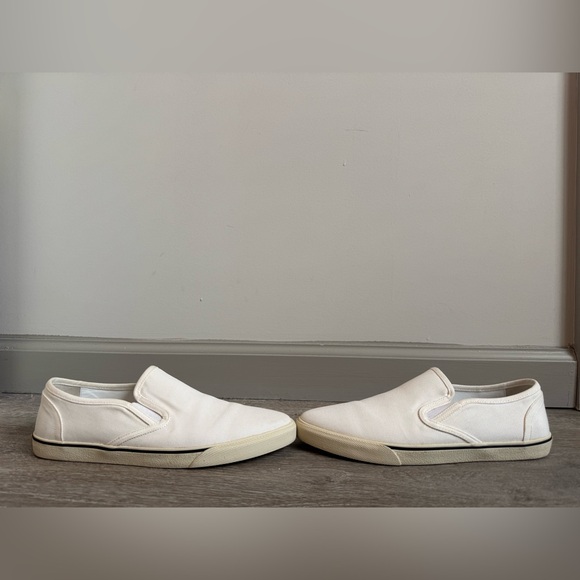 Authentic Celine Paris White Ecru Cloth Canvas Point Toe Slip On Luxury Sneakers - Picture 4 of 6